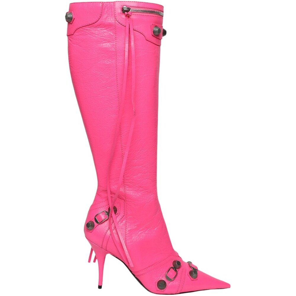 BALENCIAGA PINK HEELED CAGOLE BOOTS IN SIZE 37.5